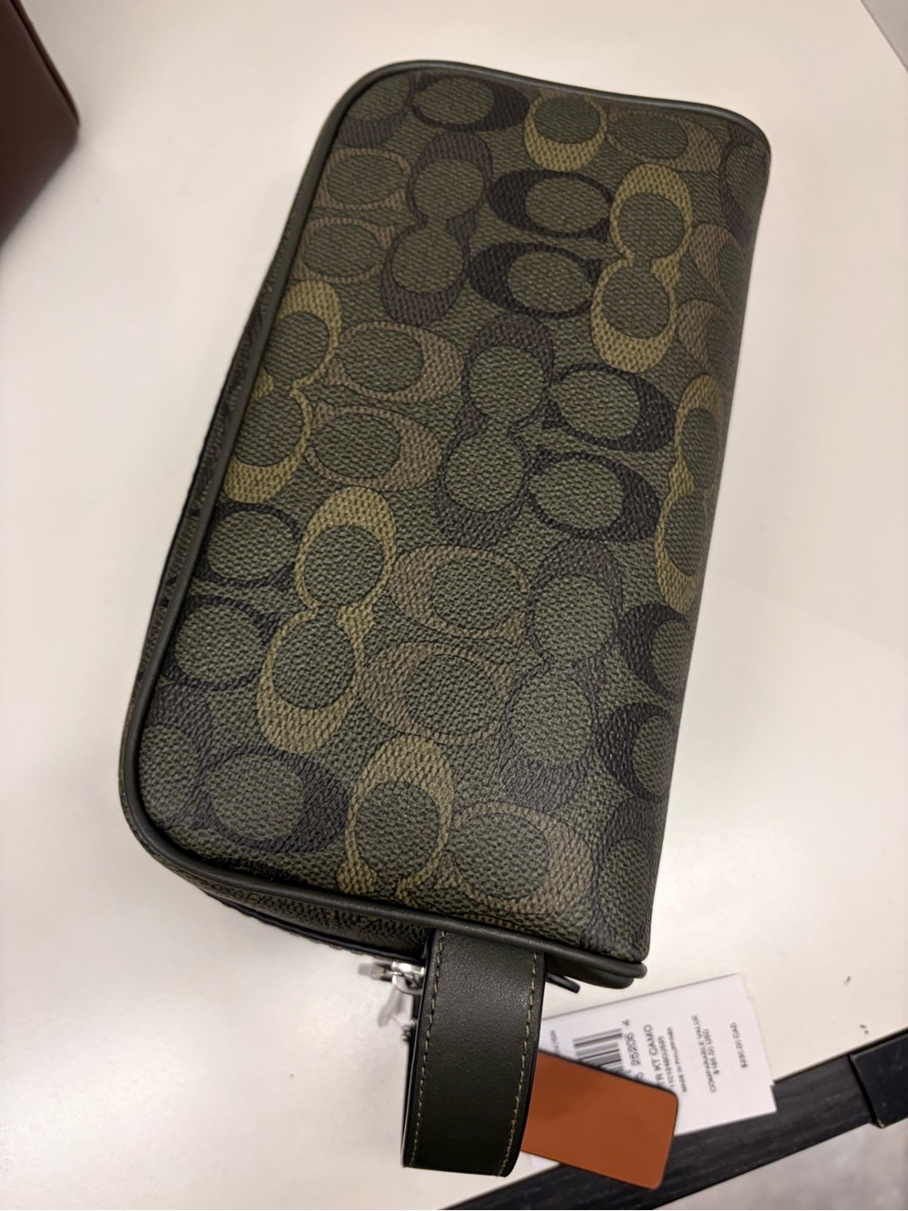Coach green Signature Zip Travel Dopp Kit/Large Toiletry/Cosmetic bag with patc